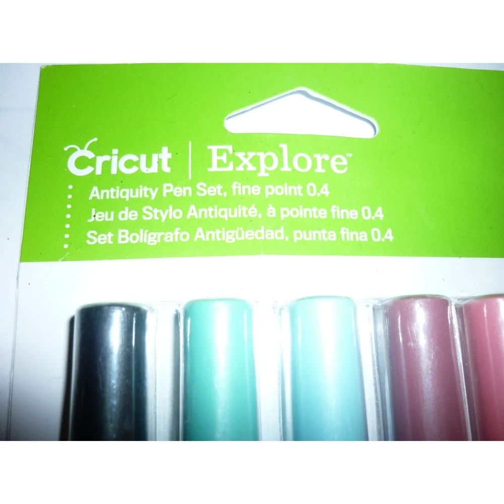 Cricut Explore Antiquity Pen Set Fine Point 0.4 Jade Coral‎ Teal Black